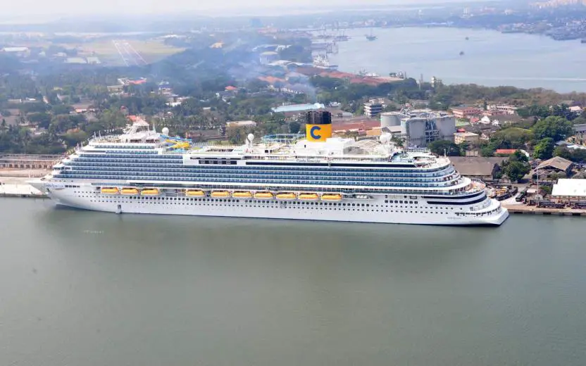 costa cruise ship docked at the port of Cochin, India