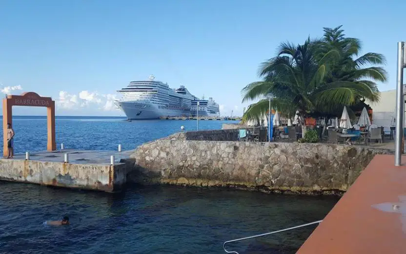 Cruise ship docked at the port of Cozumel, Mexico