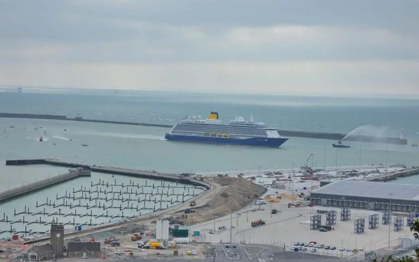 cruise ship arriving at the port of Dover, England