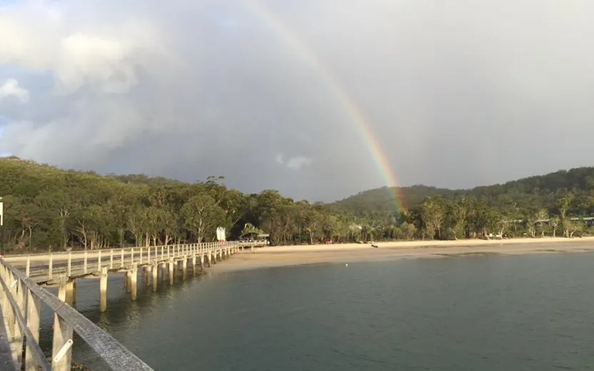 cruise ship docked at the port of Fraser Island, Australia