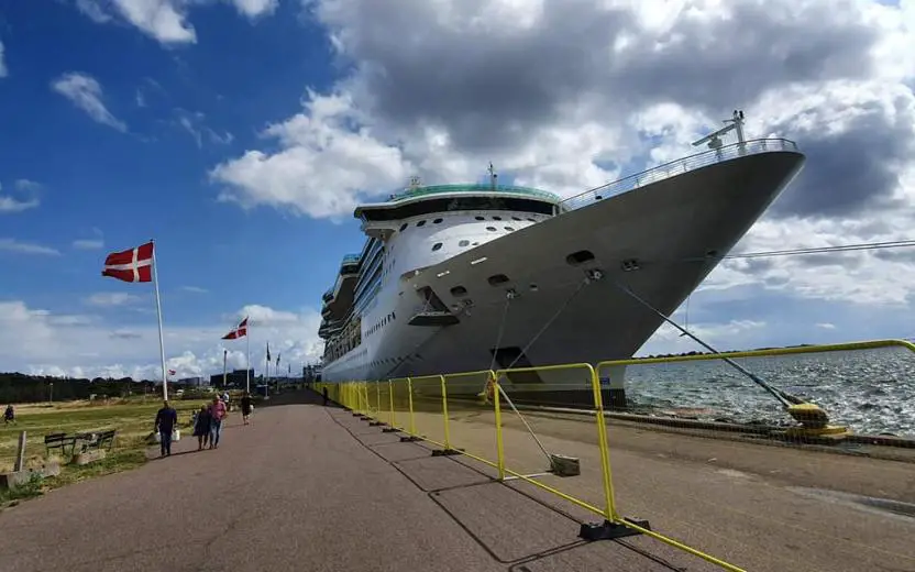 cruise ship docked at the port of Fredericia, Denmark