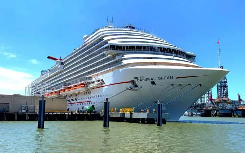 Carnival cruise ship docked at the port of Galveston, Texas