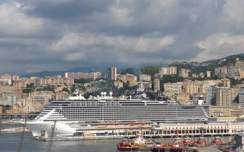 Cruise ship docked at the port of Genoa, Italy