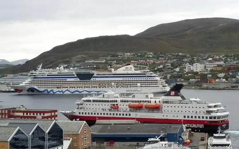 Cruise ship docked at the port of Hammerfest, Norway
