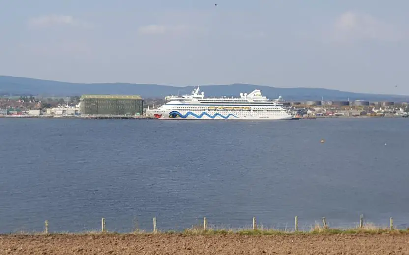Aida cruise ship docked at the port of Invergordon, Scotland