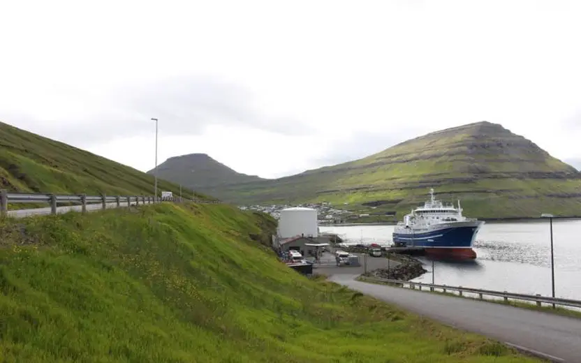 cruise ship docked at the port of Klaksvik, Faroe Islands