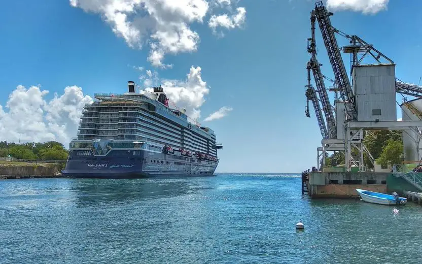 cruise ship docked at the port of La Romana, Dominican Republic