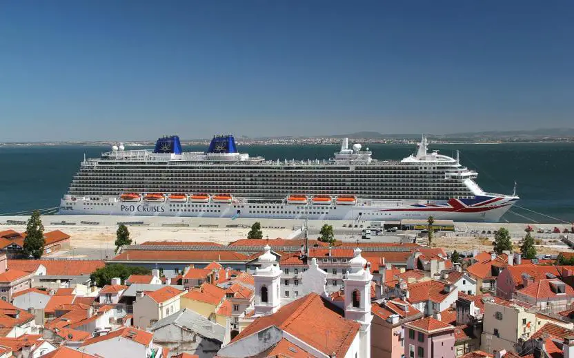 Cruise ship docked at the port of Lisbon, Portugal