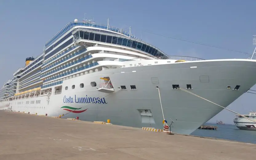 cruise ship at the port of Mormugao (Goa), India