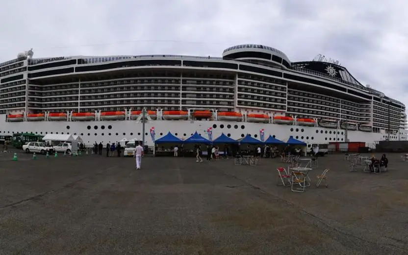 Cruise ship docked at the port of Muroran, Japan