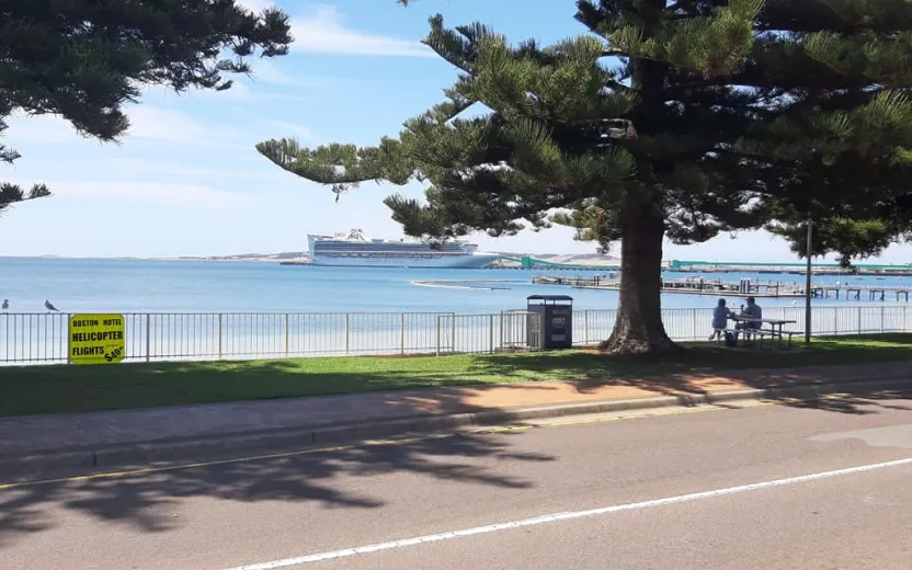 cruise ship docked at the port of Port Lincoln, Australia