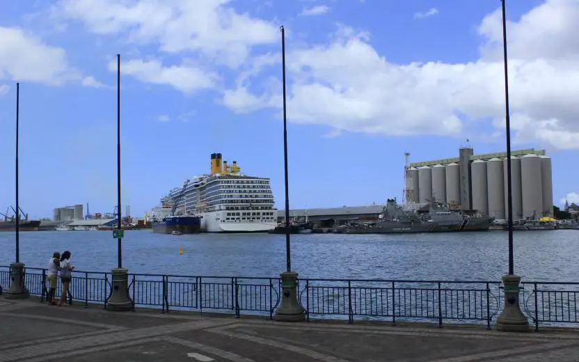 Cruise ship docked at the port of Port Louis, Mauritius