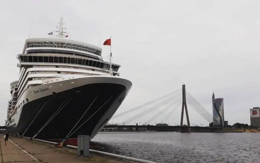 Cruise ship docked at the port of Riga, Latvia