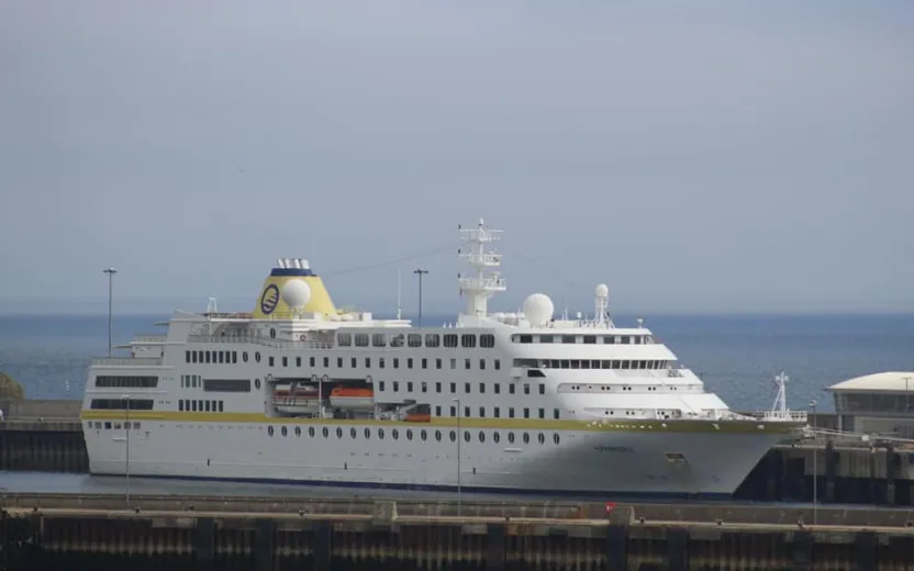 cruise ship docked at the port of Scrabster, Scotland