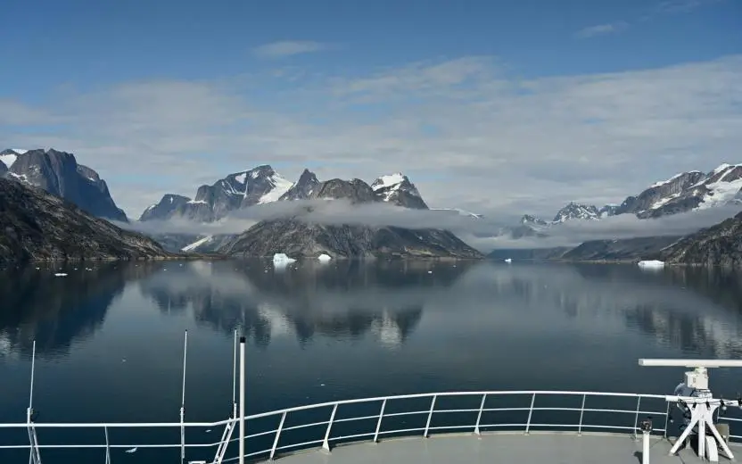 Cruise ship docked at the port of Skjoldungen, Greenland