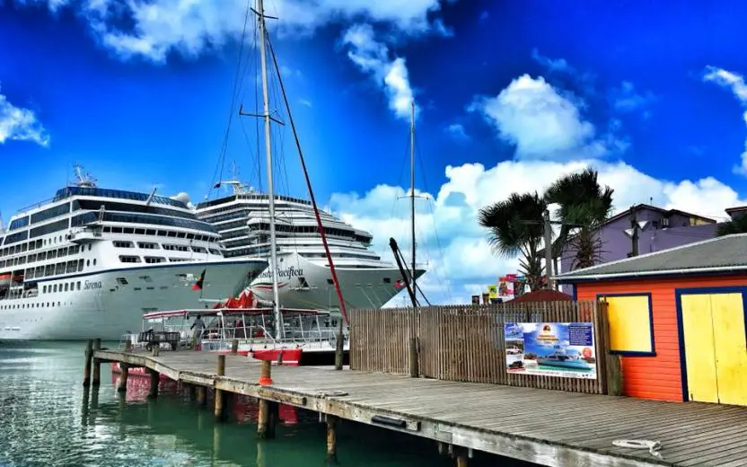 Carnival cruise ships docked at the port of St Johns, Antigua
