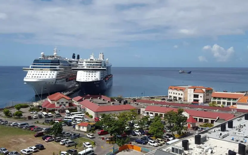 Cruise ships docked at the port of St Georges, Grenada