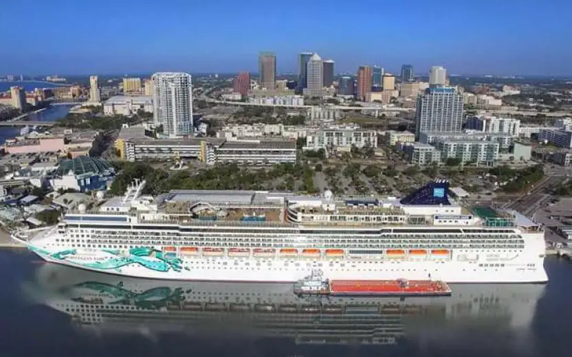 Norwegian Cruise Line cruise ship docked in the port of Tampa, Florida