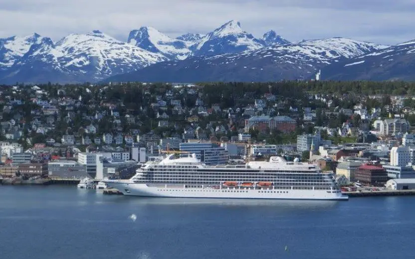 Cruise ship docked at the port of Tromso, Norway