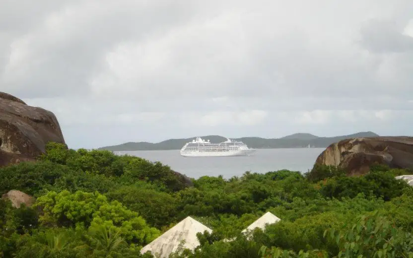 Carnival cruise ship docked at the port of Virgin Gorda, British Virgin Islands