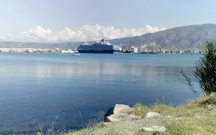 Cruise ship docked at the port of Volos, Greece