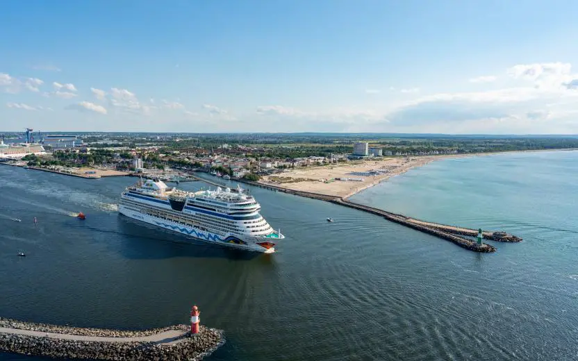 Cruise ship sailing from the port of Warnemunde, Germany