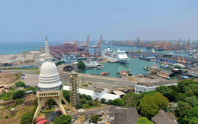 Cruise ship docked at the port of Colombo, Sri Lanka