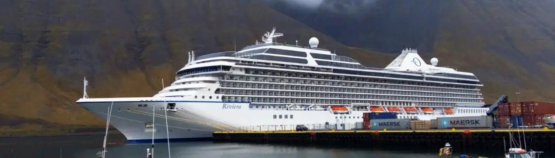 Cruise ship docked at the port of Akureyri, Iceland