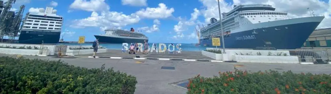 Carnival cruise ships docked at the port of Bridgetown, Barbados