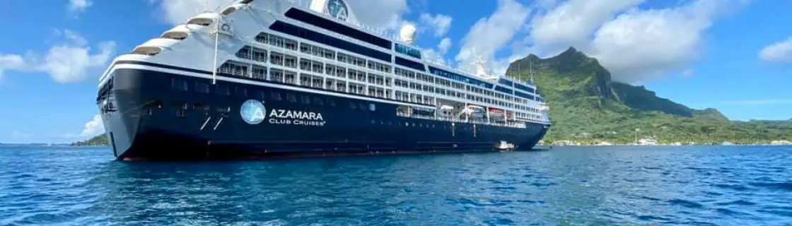 Cruise ship docked at the port of Bora Bora, French Polynesia