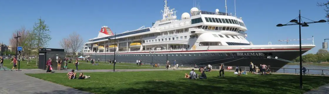 Cruise ship docked at the port of Bordeaux, France