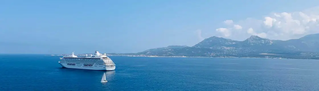 cruise ship docked at the port of Calvi, Corsica