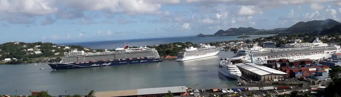 Cruise ship docked at the port of Castries, St Lucia