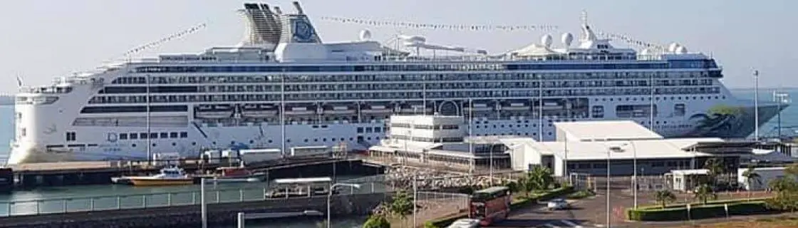 Cruise ship docked at the port of Darwin, Australia