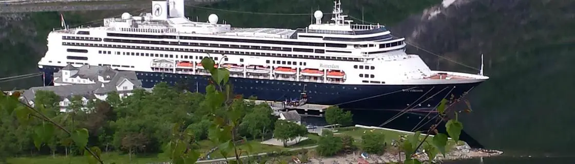 Cruise ship docked at the port of Eidfjord, Norway