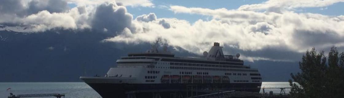 cruise ship docked at the port of Fort William, Scotland