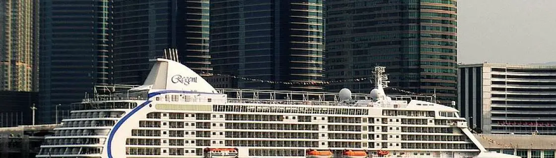 Silvresea cruise ship docked at the port of Hong Kong, China