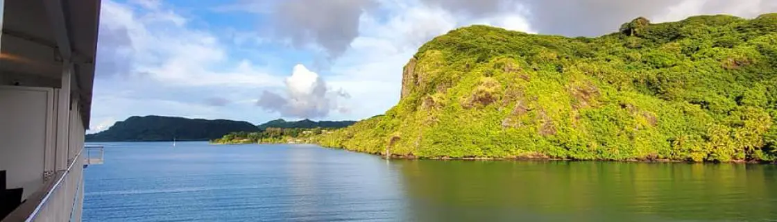 cruise ship arrival at Huahine, French Polynesia
