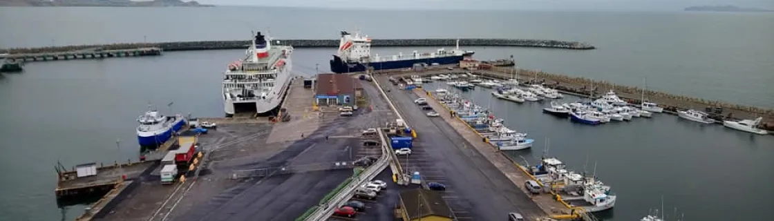 Cruise ship docked at the port of Iles de la Madeleine, Quebec