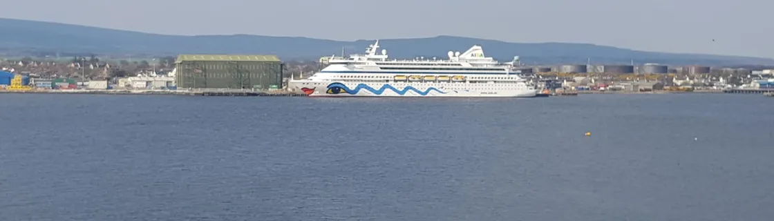 Aida cruise ship docked at the port of Invergordon, Scotland
