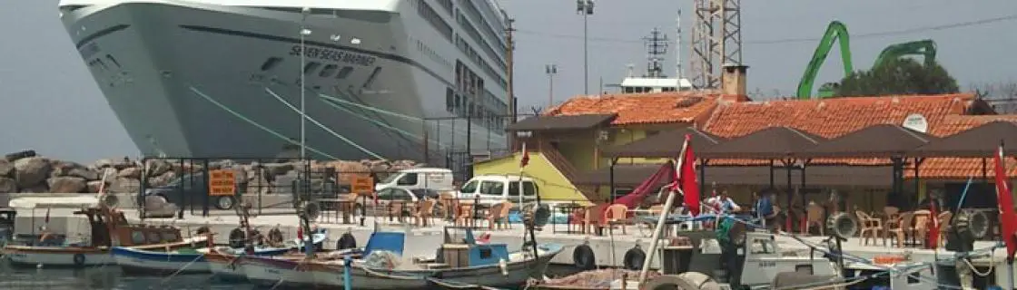 Cruise ship docked at the port of Izmir, Turkey