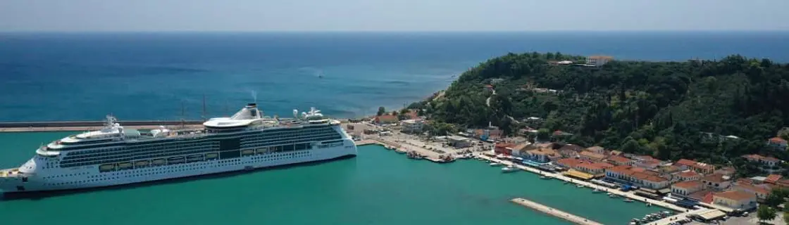 Cruise ship docked at the port of Katakolon (Olympia), Greece