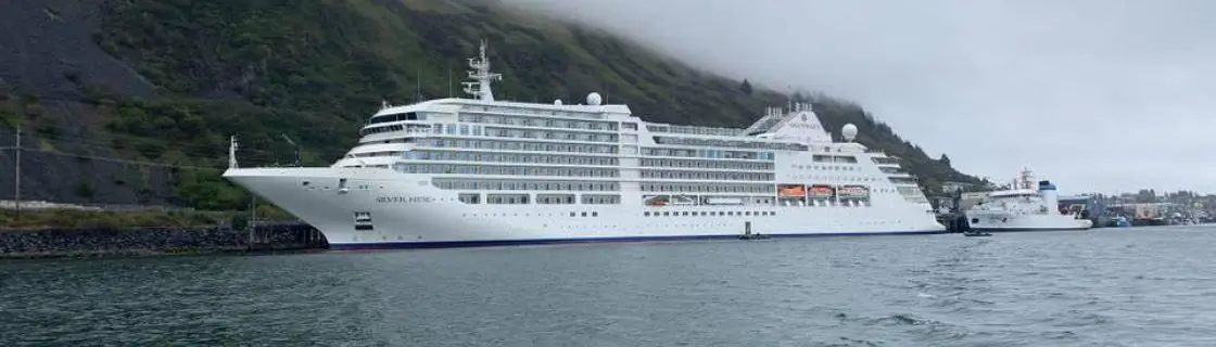Cruise ship docked at the port of Kodiak, Alaska