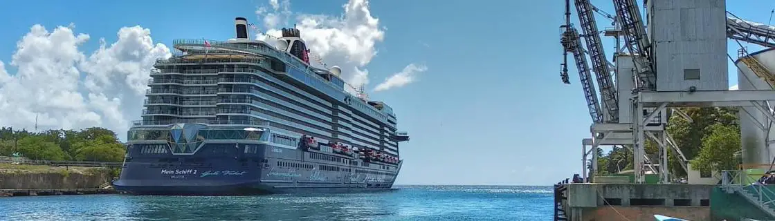 cruise ship docked at the port of La Romana, Dominican Republic