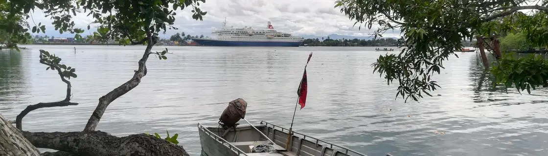 Cruise ship docked at the port of Madang, Papua New Guinea