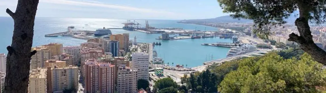 Cruise ship docked at the port of Malaga, Spain