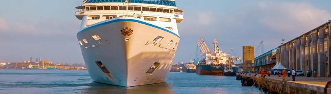 Cruise ship docked at the port of Mombasa, Kenya
