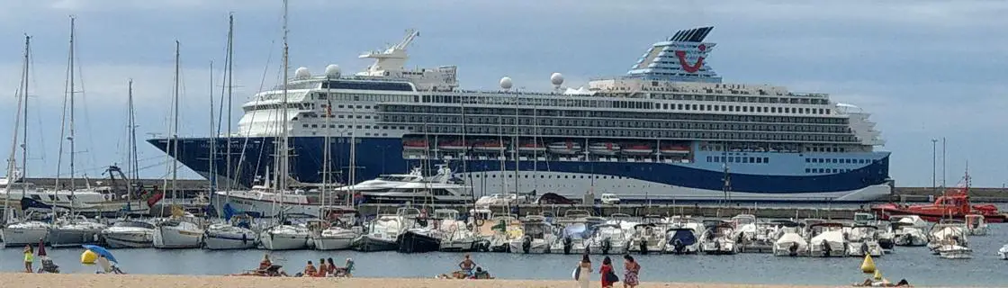 Cruise ship docked at the port of Palamos, Spain