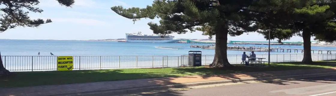 cruise ship docked at the port of Port Lincoln, Australia