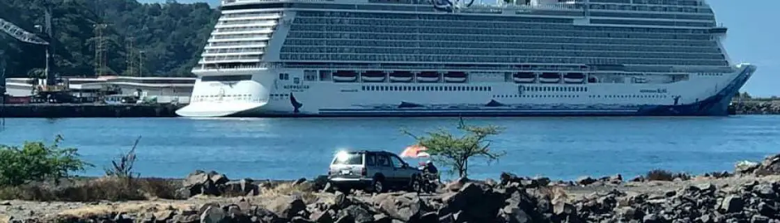 NCL cruise ship docked at the port of Puerto Caldera, Costa Rica